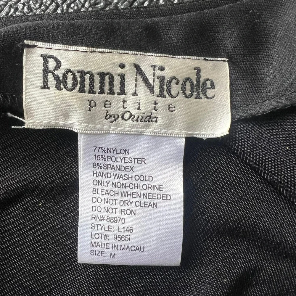 Ronni Nicole Petite Black Gold Metallic Beaded Fringe Open Cardigan Jacket Sz‎ M